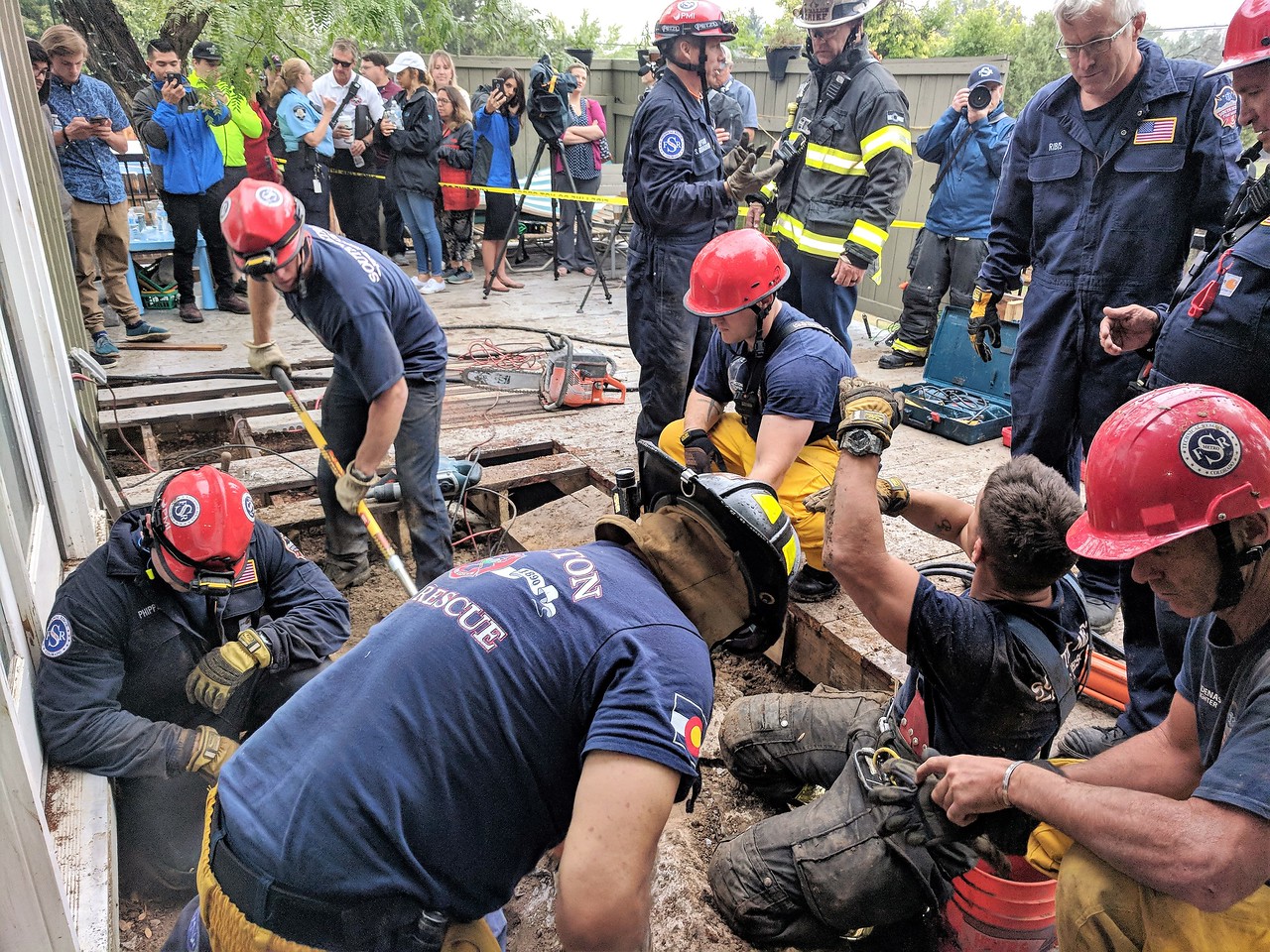 rescue team performing emergency services