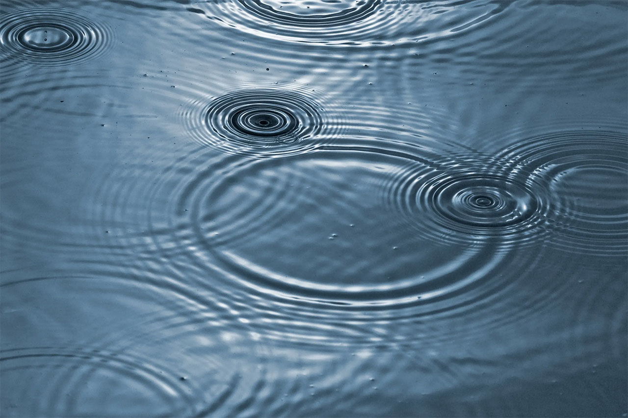 water drops on a lake